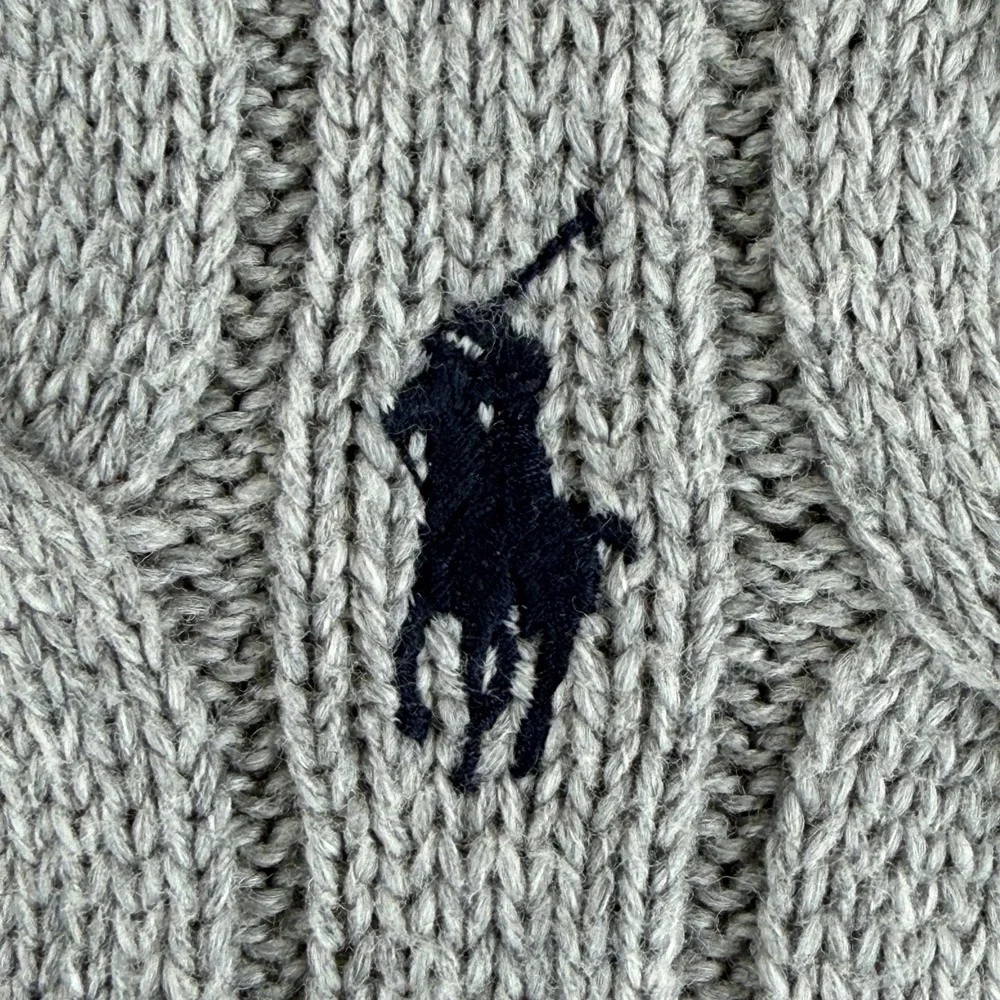 Polo Ralph Lauren Cable-Knit‎ Cotton Quarter-Zip Sweater in Grey Men Medium NWT